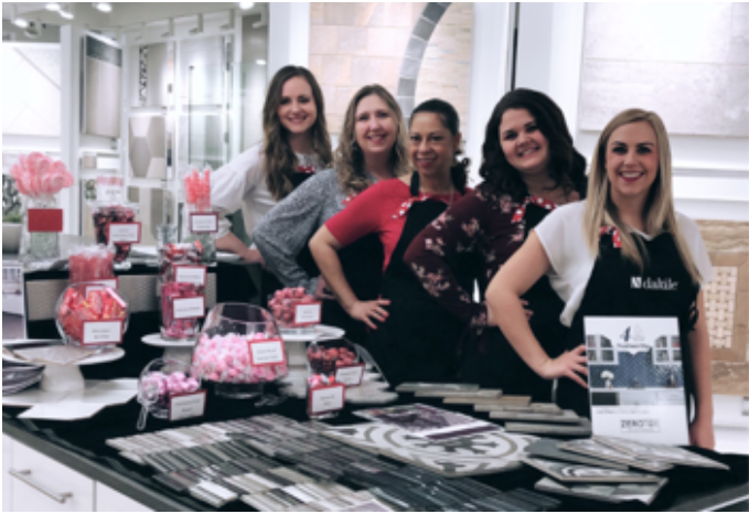 Team members serving up sweet treats and product samples at Daltile's Design Studio in Dallas, TX for National Tile Day, Feb. 23