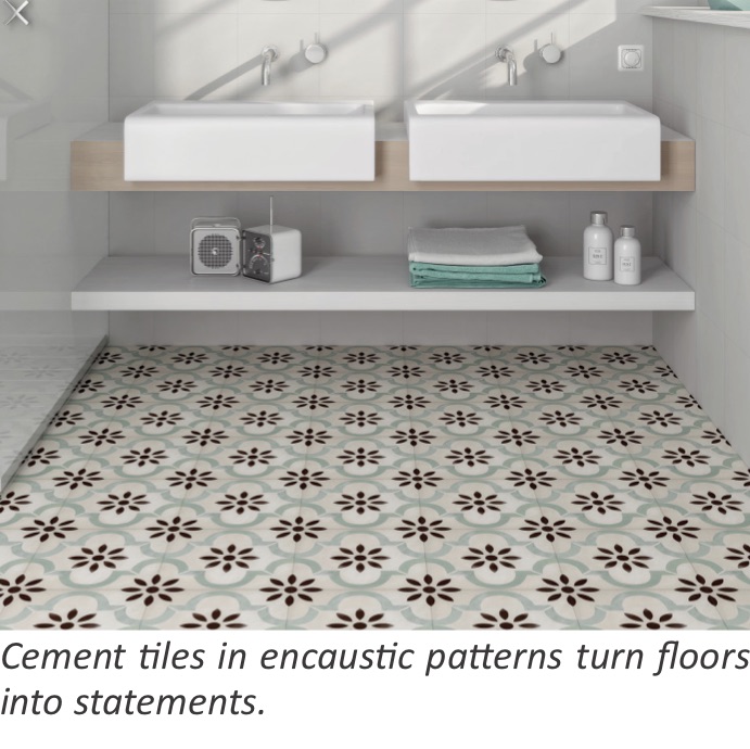 Cement tiles in encaustic patterns turn floors into statements.