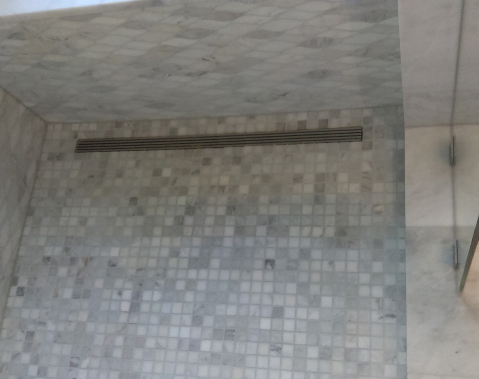 stone wave mosaic shower drain