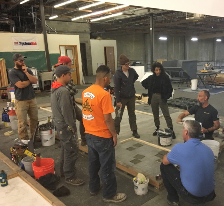 Apprenticeship training with The Oregon-Columbia Tile Trades Training Trust.