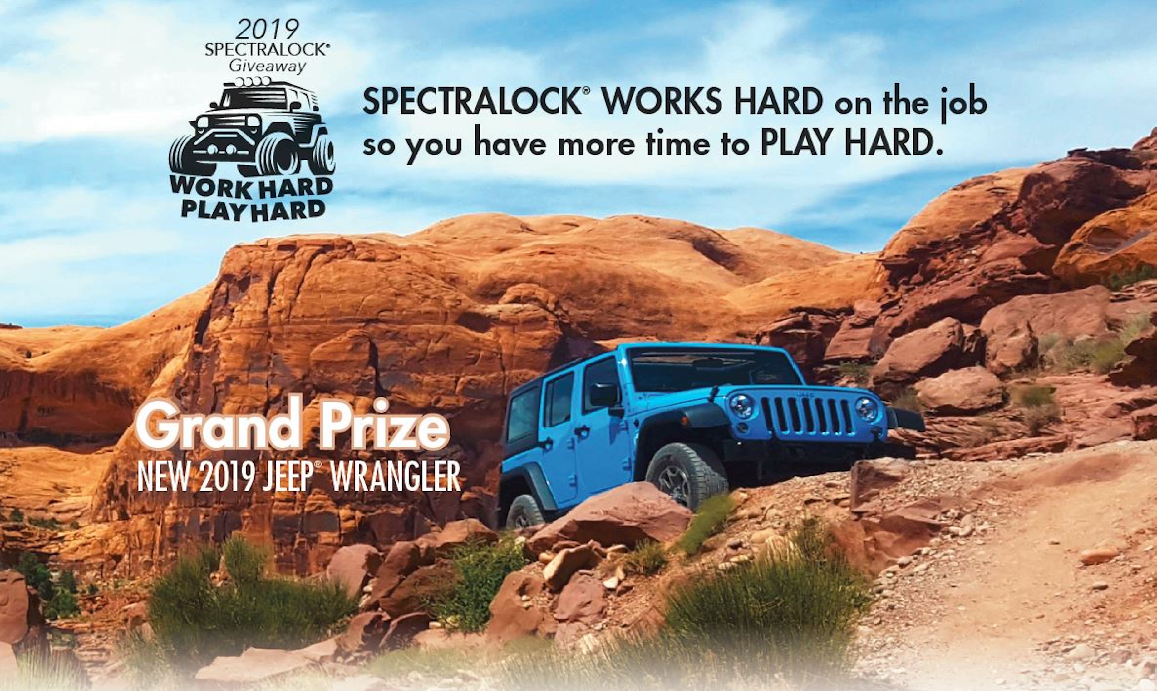 Flyer of Jeep Wrangler Sport prize in LATICRETE SPECTRALOCK "Work Hard. Play Hard." promotion