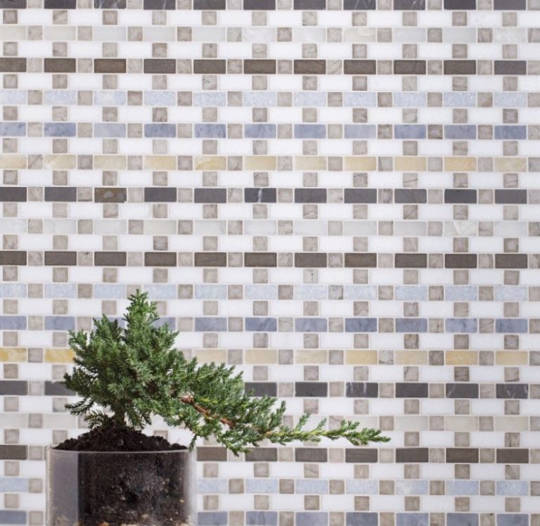 Artistic Tile unveils Tessuto mixed finish stone mosaic with a woven