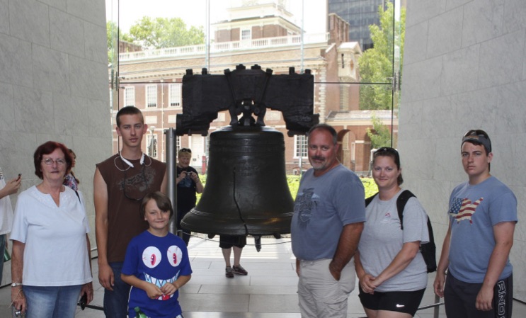 Brown family at the Liberty Bell in Philadelphia. 