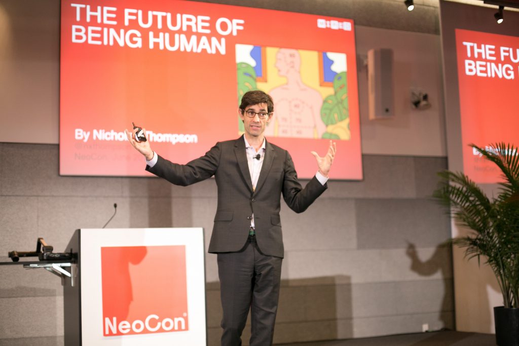 NeoCon presenter at podium