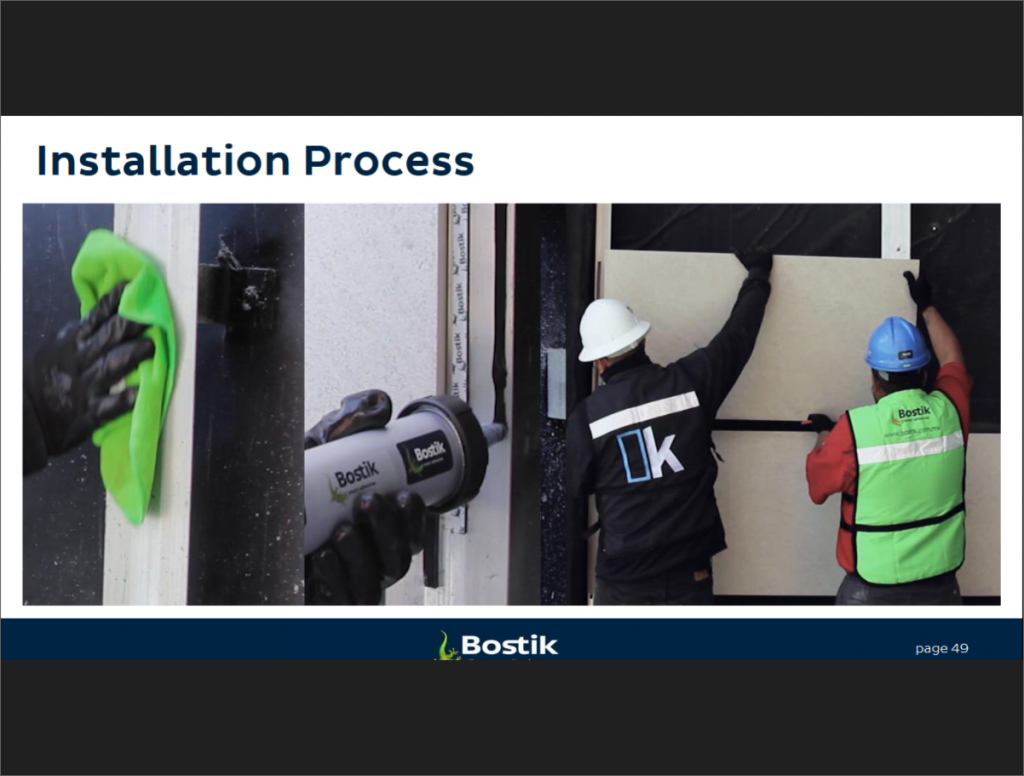 slide from presentation showing installation using new Panel Tack system