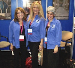 Working the Coverings booth in Orlando, Fla., (l. to r.) Mary Shaw-Olson, Advertising Sales; Michelle Chapman, Art Director; and Lesley Goddin, Editor.