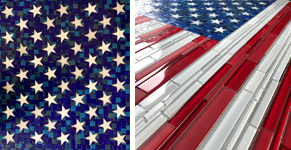 Parts of the American flag made of glass