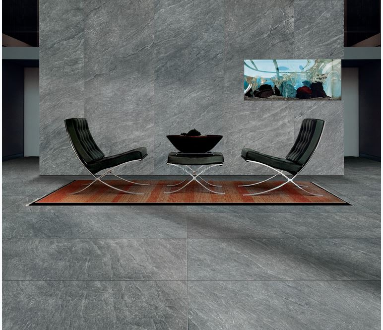 flamed panel wall and floor